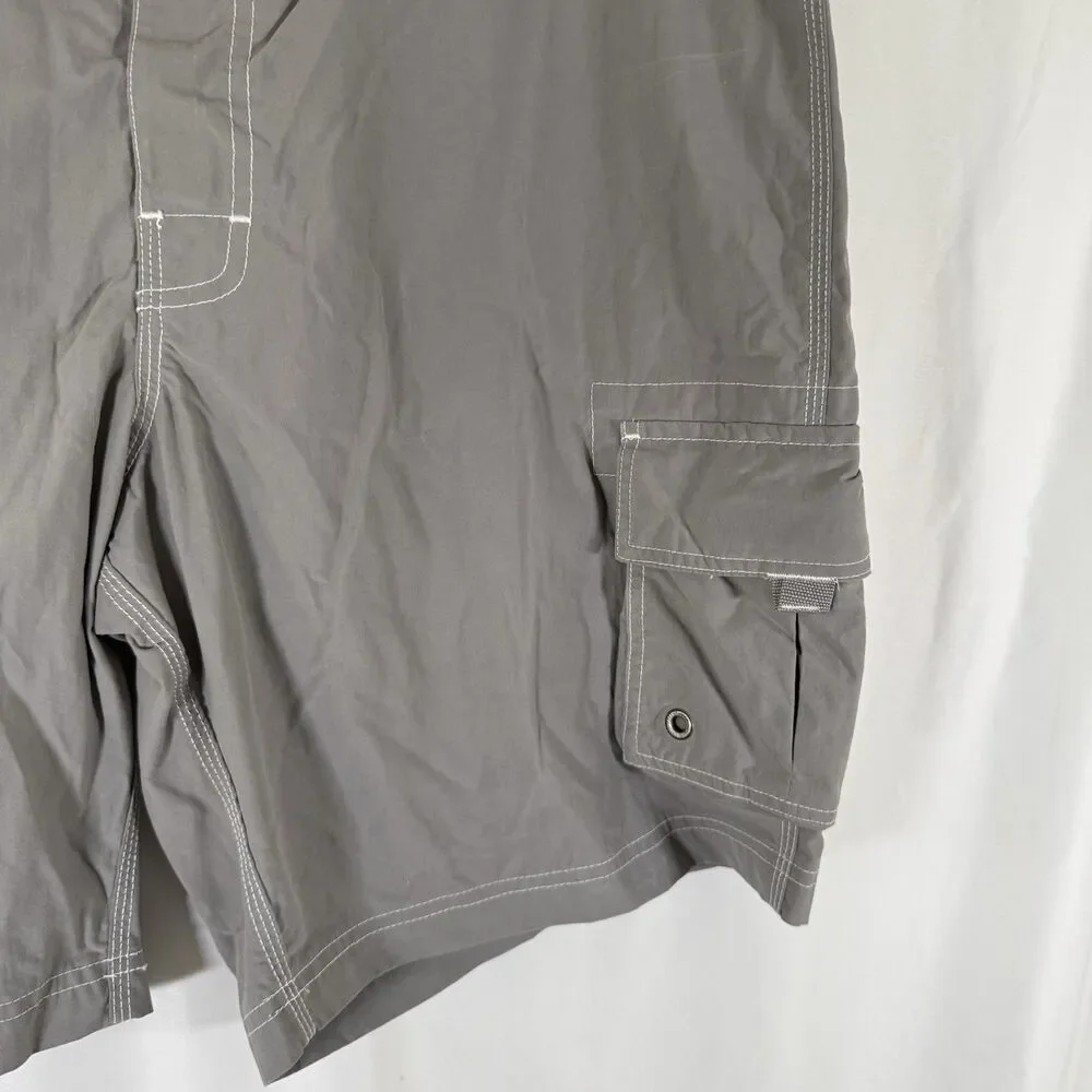 J. Crew Swim Trunks Men's 34 Grey Tie Cargo Pockets Original Longboard